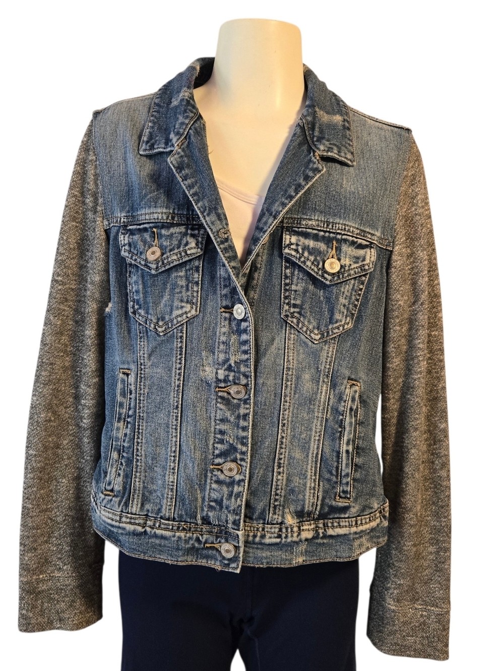 Silver Jeans Denim Jacket Knit Sleeve Sizeβ M